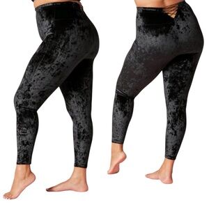 Yitty Plush Shaping High Waist Black Velvet Leggings 1X